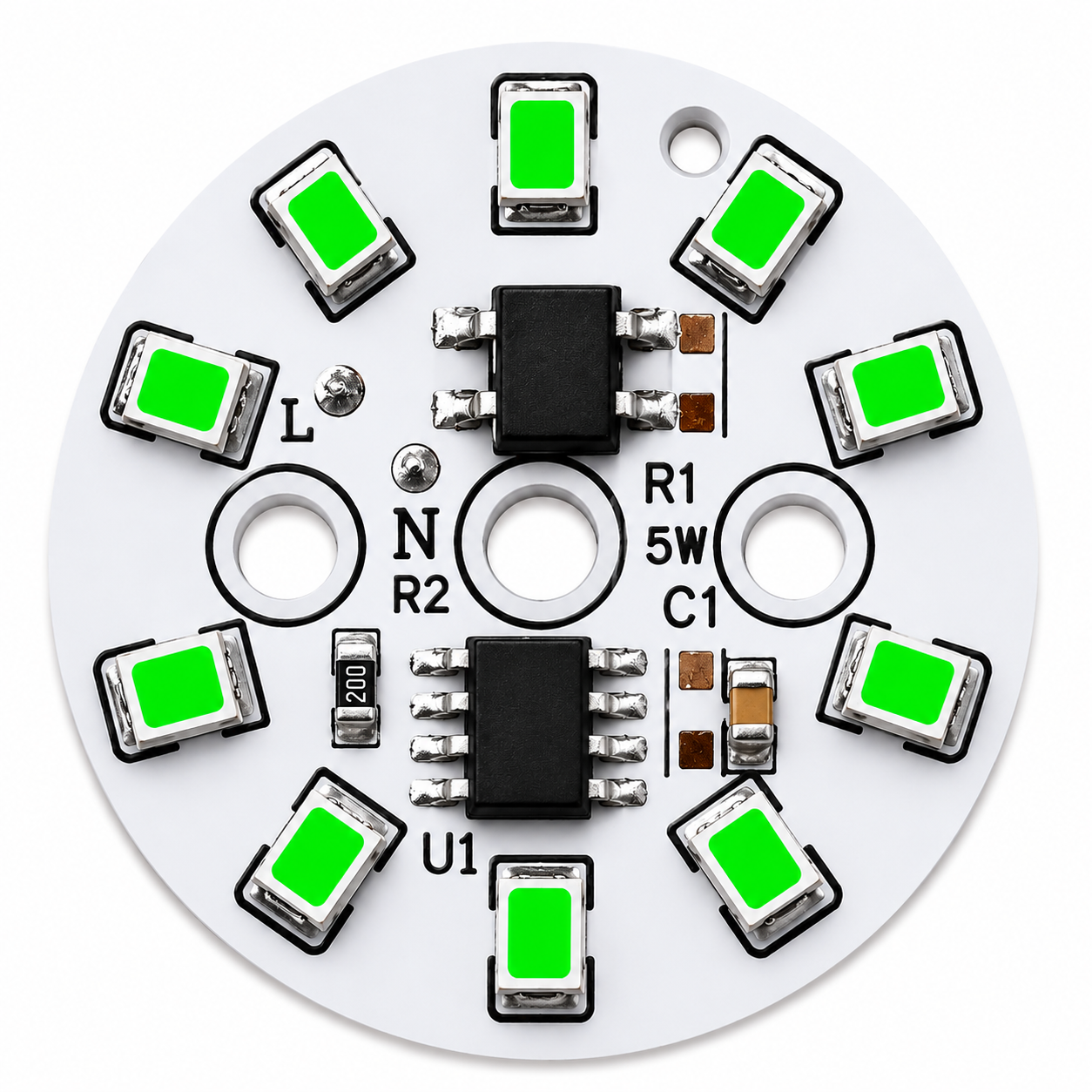 BulkyBaba 220V 5W Green DOB LED MCPCB - Direct AC Driver-on-Board Raw Material